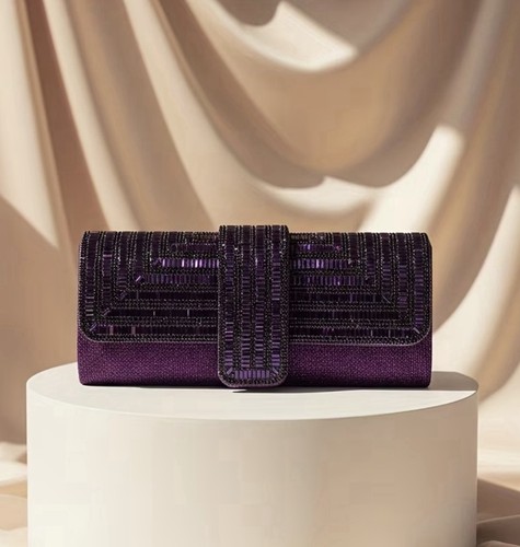 Purple rhinestone clutch - rhinestone,