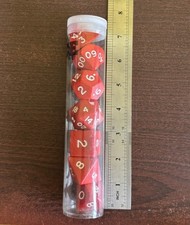 Koplow Jumbo Tube Opaque Dice Role Play D&D Dungeons And Dragons Oop Red W White