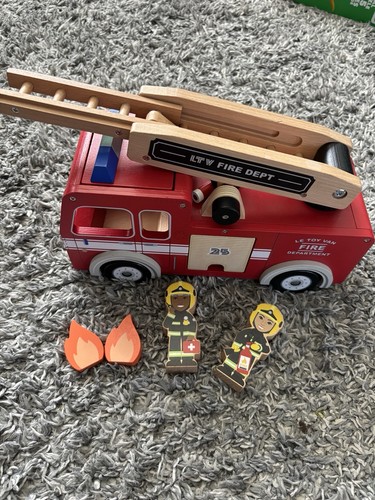 Toy van wooden fire - van,