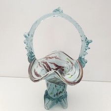 Beautiful Vintage Glass Like Murano Glass Basket  29cm (#091)