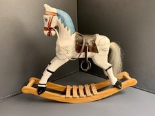 Handcrafted Wooden Rocking Horse Folk Art Vintage Style Ornament 20cm