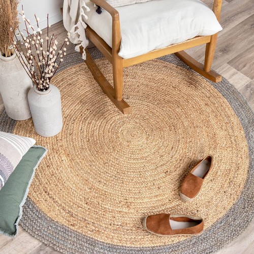 Round rug natural - rug, braided