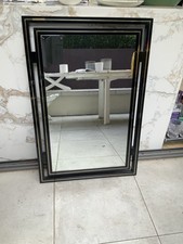 PIERRE VANDEL 1970’S BLACK LACQUERED AND GOLD MIRROR