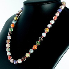 Murano Glass Necklace Multi Coloured Gold 42 Beads 46cm Venice Sommerso