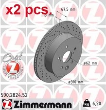 X2 PCS REAR BRAKE DISC ROTOS X2 PCS SET 590.2824.52 ZIMMERMANN I