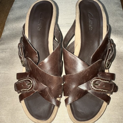 Clarks brown leather strappy - clarks,