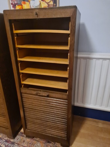 Vintage oak tambour - tambour, filing