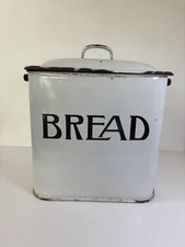 Vintage Enamel Bread Bin White