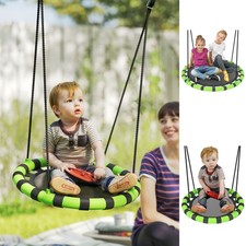 Kid Nest Swing Seat, Hanging Swing Set with Height Adjustable Ropes, Black