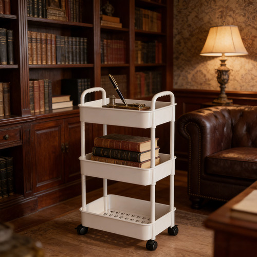 Tier storage trolley cart on - 3-tier,