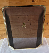 Vintage Fire Screen Guard Brass and Mesh Gold Black Decorative Freestanding