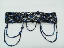 Azuni London Black & Blue Gothic Style Beaded Choker Necklace Statement Petite