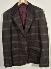 Hoggs of Fife Musselburgh Ladies Tweed Hacking Jacket UK 18 Green Teflon Coated