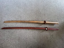 Pair of Bokken wooden training swords without scabbards as a bundle