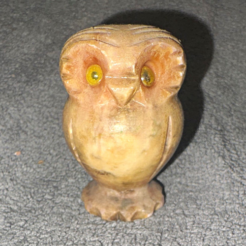 Stone owl figurine ornament - stone,