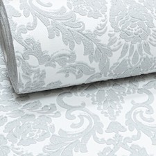 Silver Glitter White Damask