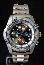 Fila Titanium Diver Chronograph Alarm Men's Quartz Watch -- Working, Ø41mm