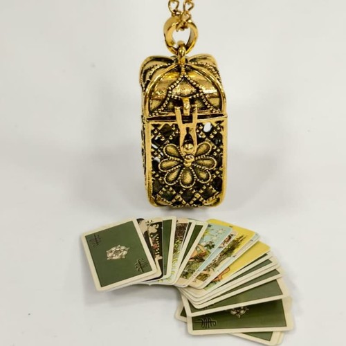 Tiny tarot deck necklace - deck,