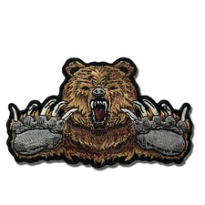 Embroidered Brown Bear With Claws Sew or Iron on Patch Biker Patch