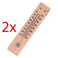 2 X SMALL WOODEN THERMOMETER