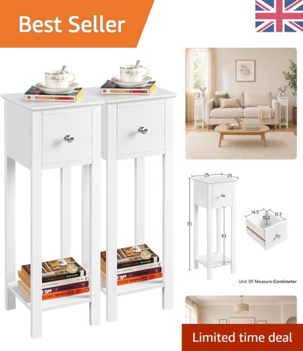 Compact white bedside table - white,