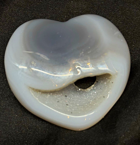 Blue chalcedony druzy heart - blue,