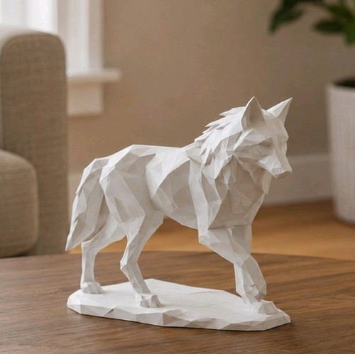 Low poly wolf statue - wolf,