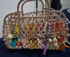 Vintage Plastic bell Charm Bag 1980 keyring 21 in total.plus plastic bag