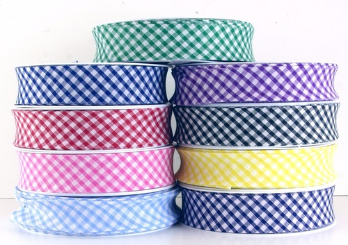 25mm gingham polycotton bias - gingham,