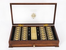 Vintage Faberge Cased Gold Plated Imperial Dominoes Set 20th C
