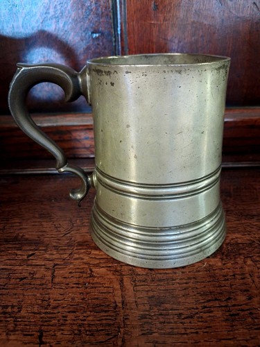 Antique pewter glass bottom - antique,