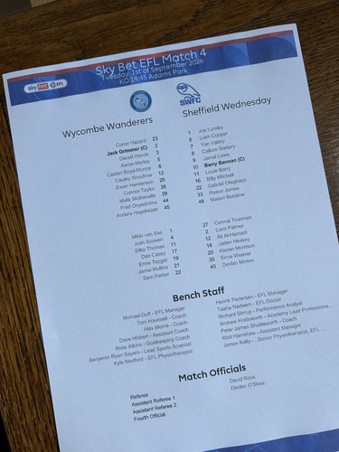 Wycombe sheffield wednesday - sheffield,