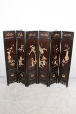 Chinese Soapstone Six Panel Folding Screen -Art Deco Asian Dressing Room Divider