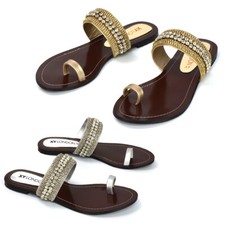 New Womens Flat Diamante