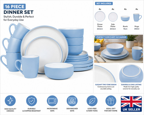 Piece dinner set blue - 16,