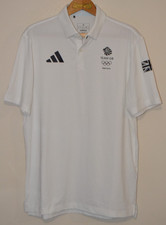 adidas Team GB Paris 2024 White Short Sleeve Polo Shirt Mens Size Medium