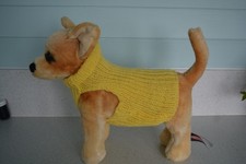 SMALL  8 INCH HAND  KNITTED DOG  COAT / JUMPER YELLOW CHIHUAHUA/TERRIER/