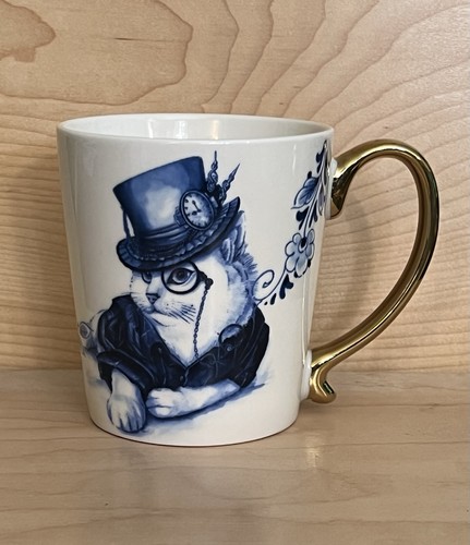 Cat mug delft blue - cat, steampunk