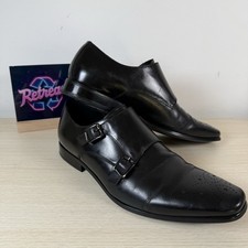 Dune London Men's Black Leather Double-Strap Monk Shoes UK8 Formal Smart Party