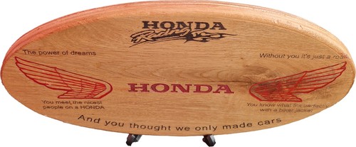 Oval honda biker wooden wall - wooden,
