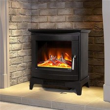 Celsi Freestanding Electric Stover Fire Heated Wood Burning Flame Effect Black