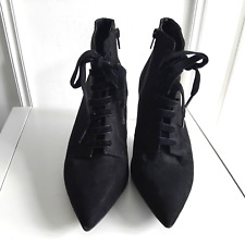 M&S Faux suede black pointed stilleto zip up heel boots Sz 6.5 /EU 40 EXTRA WIDE