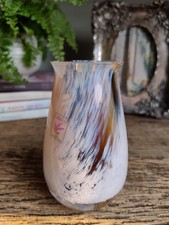 Caithness Art Glass Vase Mottled Amber & White Glass Scotland