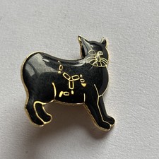 Isle Of Man Black Cat Metal Badge. 