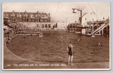 RPPC Hastings & St Leonards Bathing Pool Lido Swimmers Diving Board RP 1934