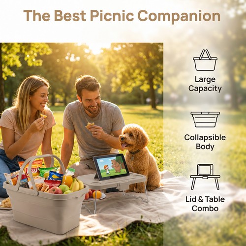 Collapsible picnic basket with - basket,