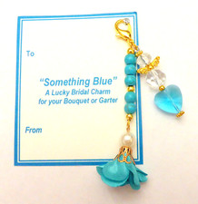 Something Blue Bridal Traditional Lucky Keepsake Heart & Angel Clip on Charm