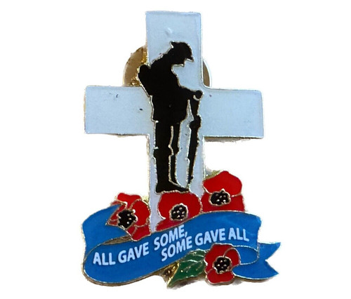 Soldier cross purple poppy pin - cross,