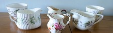 6 VINTAGE BONE CHINA MIS MATCHED MILK JUGS & SUGAR BOWLS WEDDING TEA ROOMS
