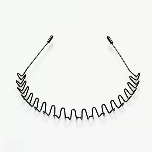 Black metal sports hairband - black,